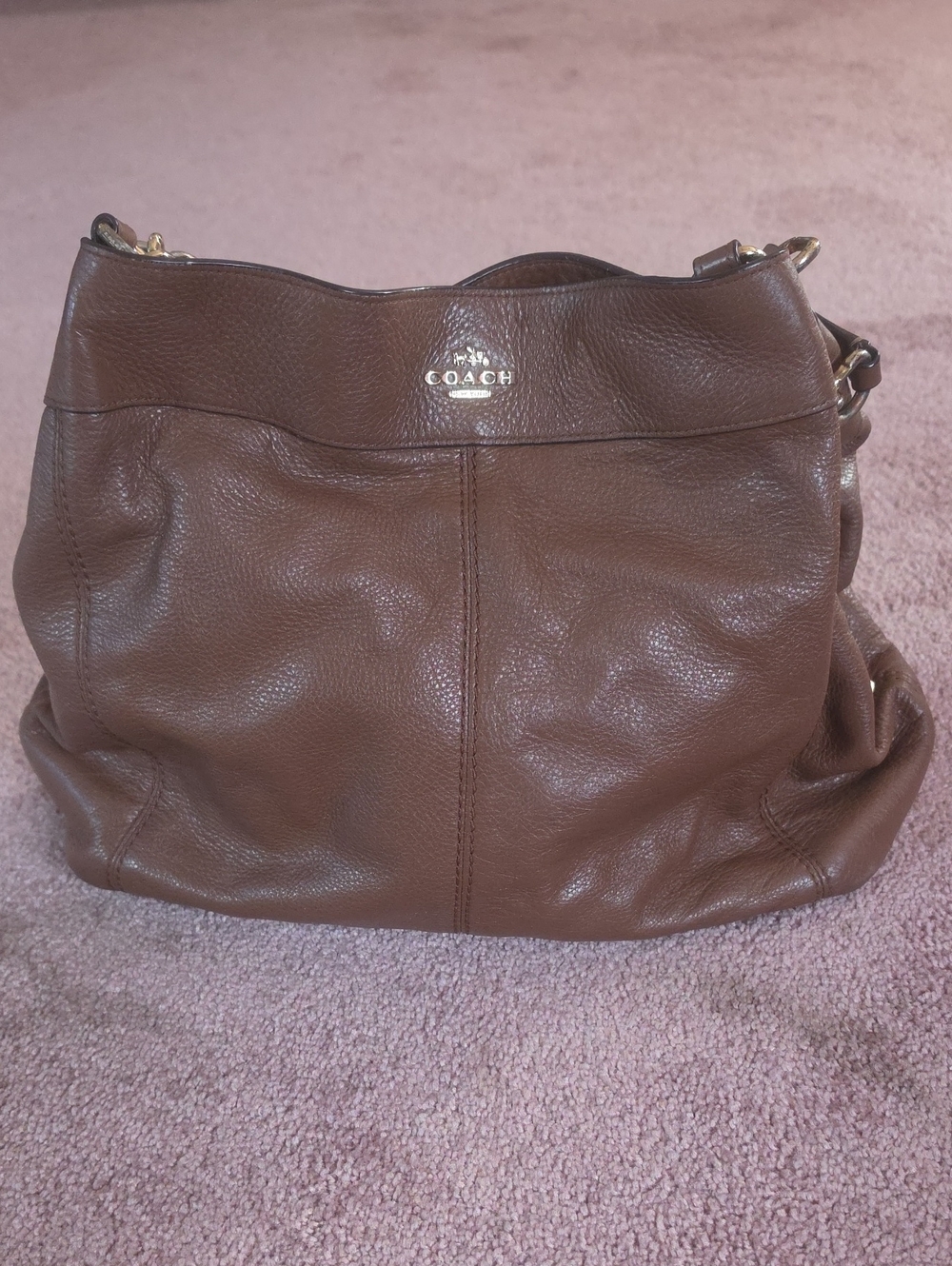 Coach Brown Pebbled Leather Shoulder Hobo